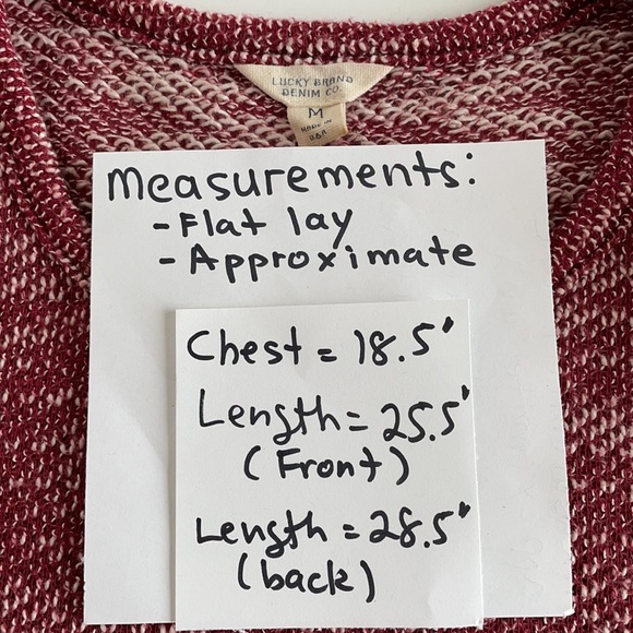 LUCKY BRAND red and white knit sweater. Size M - Picture 6 of 7